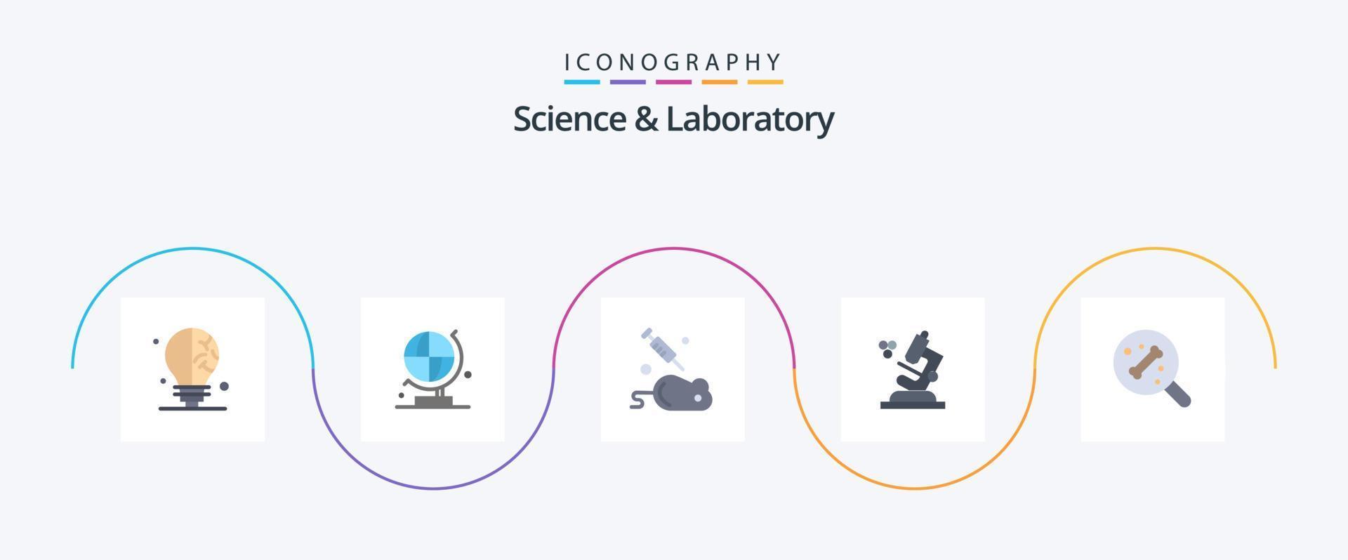 paquete de iconos de ciencia plana 5 que incluye. ciencia. ratón. hueso. ciencia vector