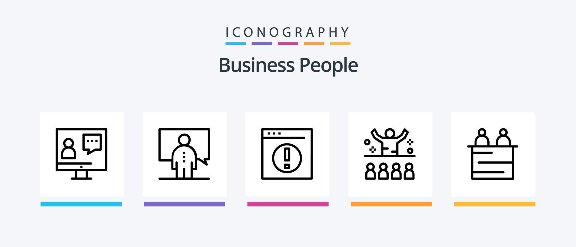 Business People Line 5 Icon Pack Including job. employee. man. presentation. lecture. Creative Icons Design vector