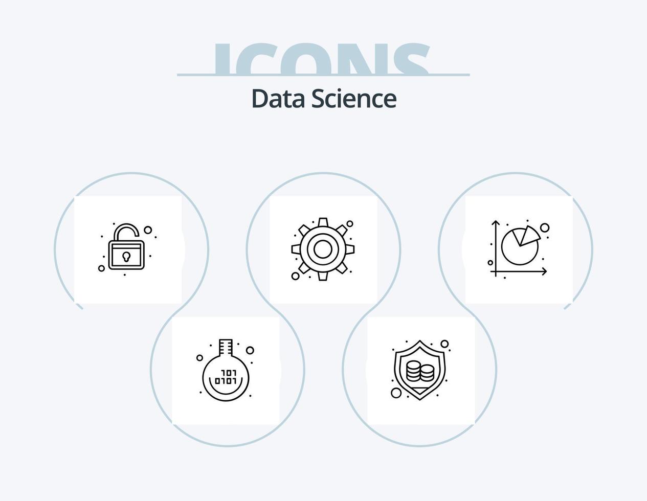 Data Science Line Icon Pack 5 Icon Design. data. setting. book. gear. chart vector