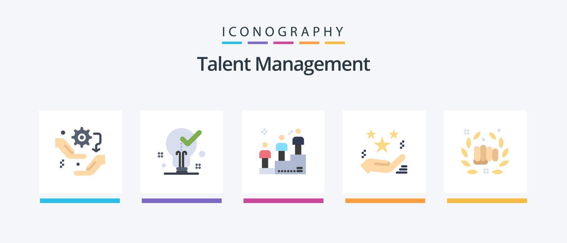 Talent Management Flat 5 Icon Pack Including present. magic. ok. hand. win. Creative Icons Design vector