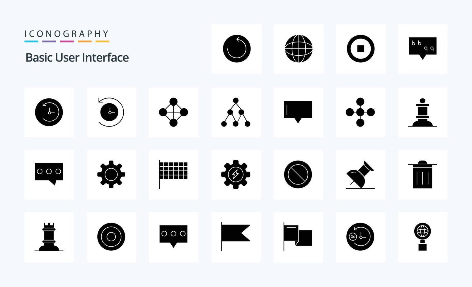 25 Basic Solid Glyph icon pack vector