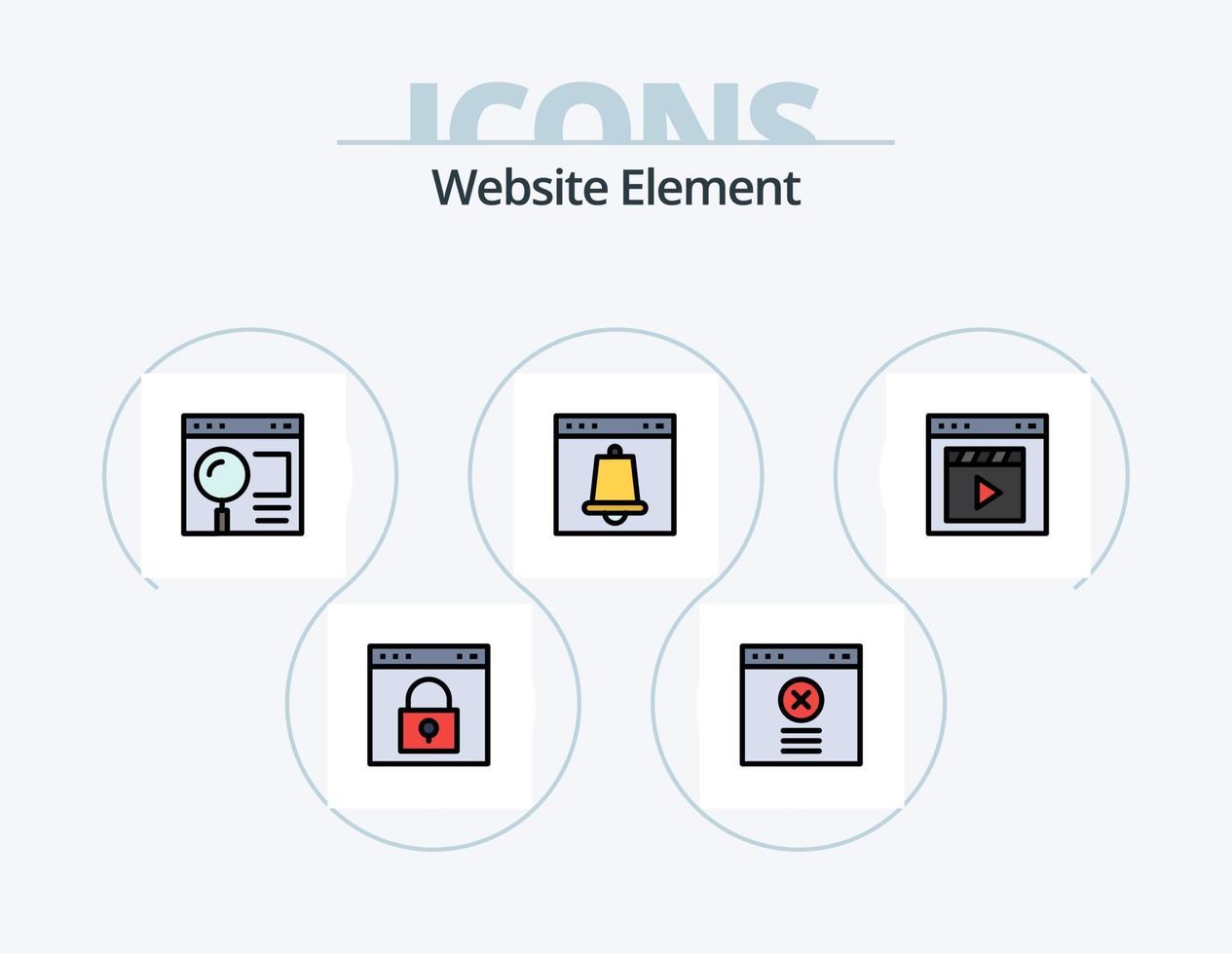 línea de elementos del sitio web relleno icono paquete 5 diseño de iconos. cerrar con llave. navegador. carpeta. configuración. interfaz vector