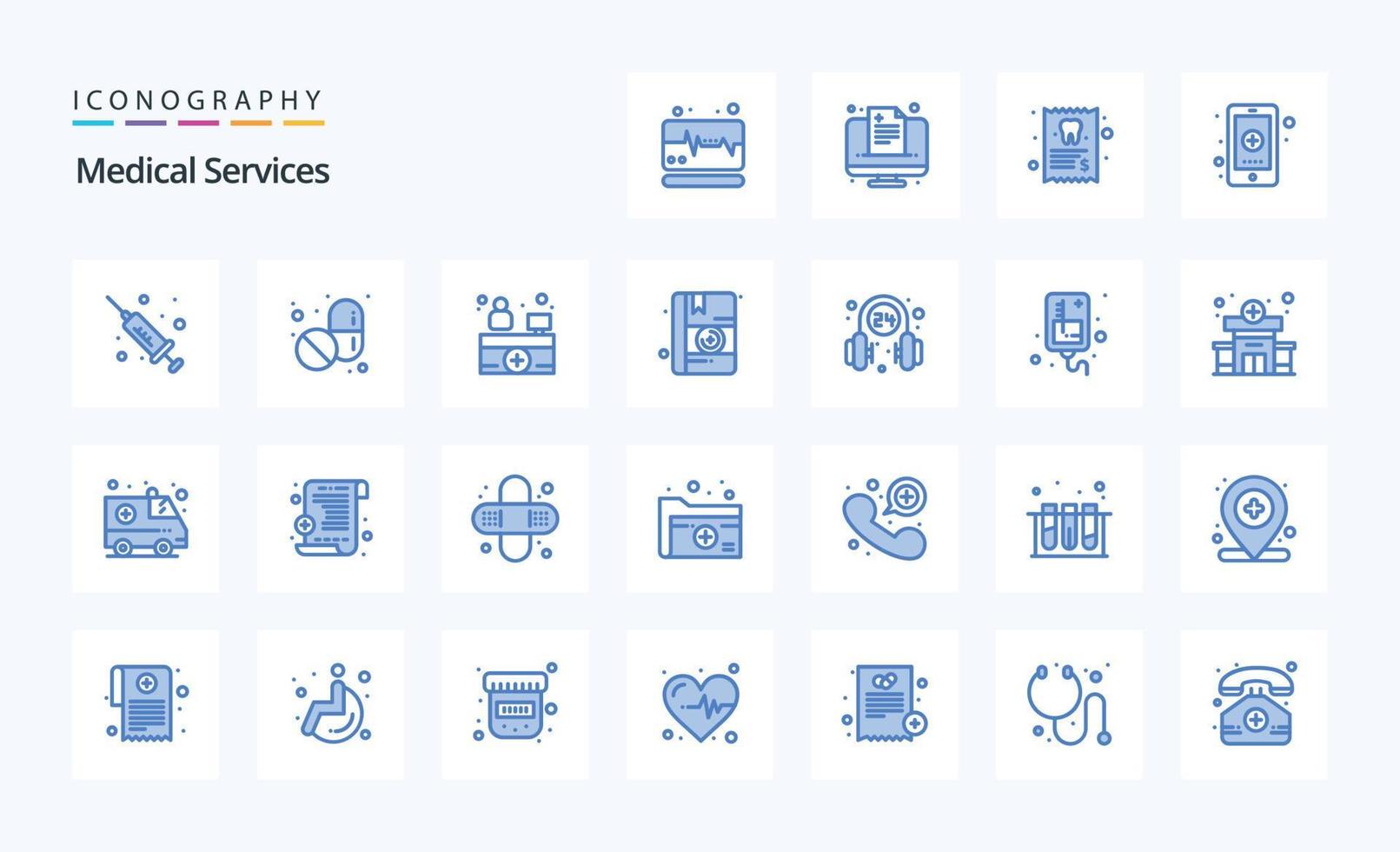 25 Medical Services Blue icon pack vector