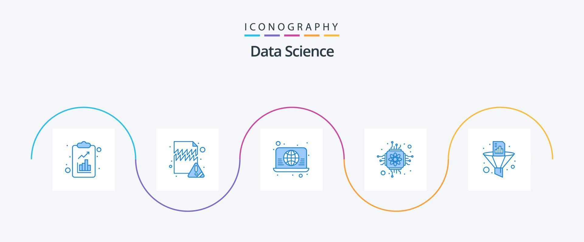 Data Science Blue 5 Icon Pack Including analytics. processor. connect. microchip. web vector