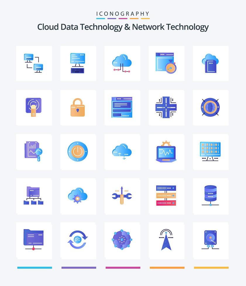 Creative Cloud Data Technology And Network Technology 25 Flat icon pack  Such As file . computing. cloud. compass. file vector