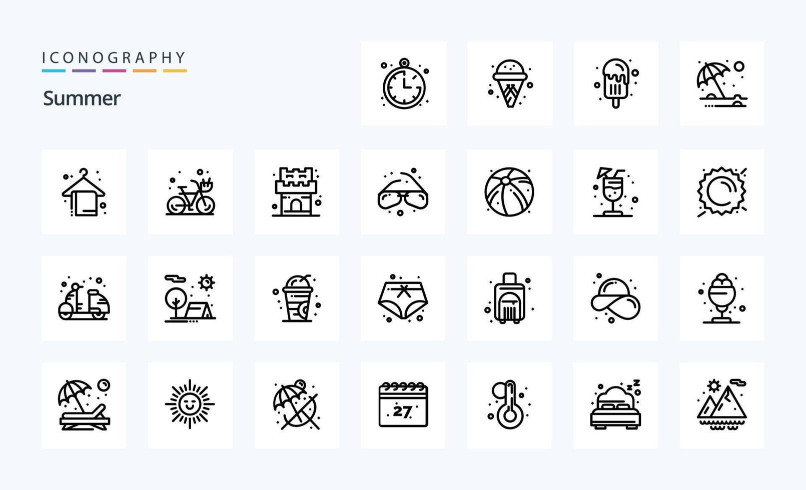 25 Summer Line icon pack vector