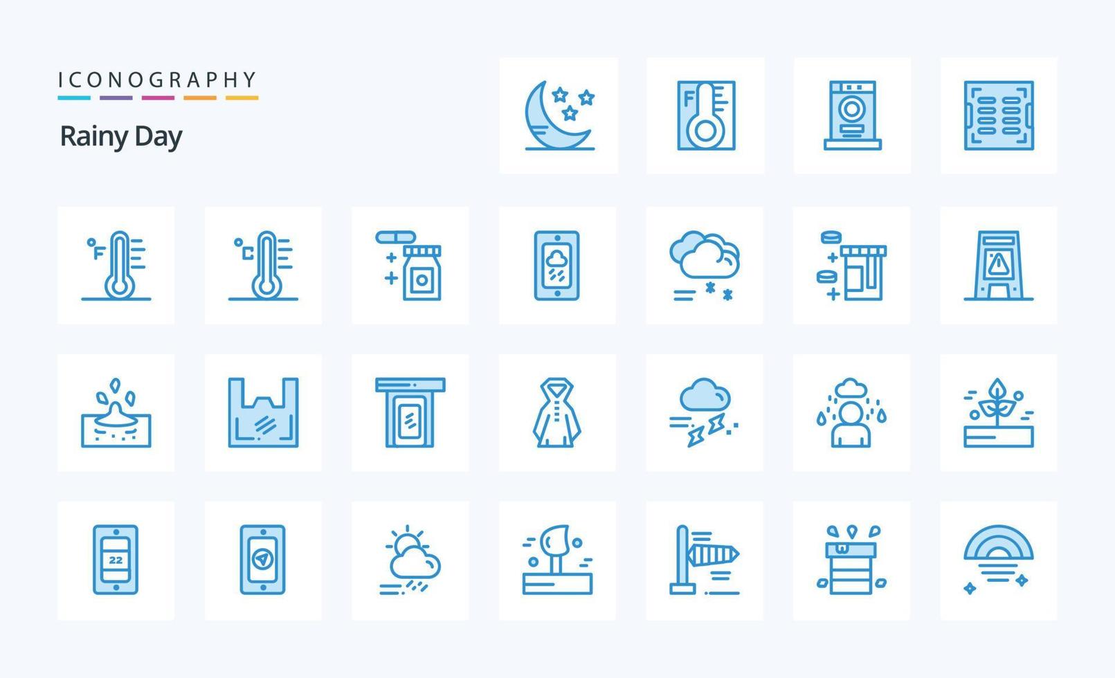 25 Rainy Blue icon pack vector