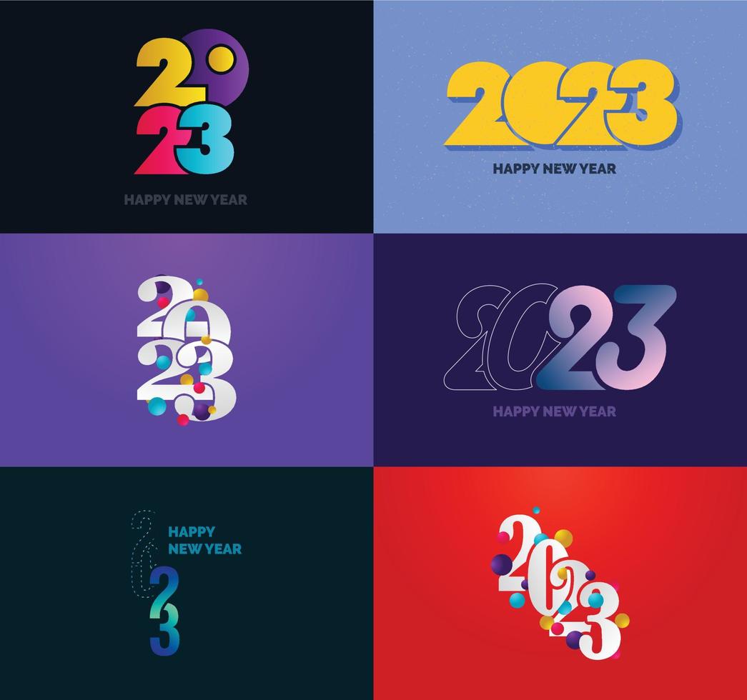 Big Collection of 2023 Happy New Year symbols Cover of business diary for 2023 with wishes vector