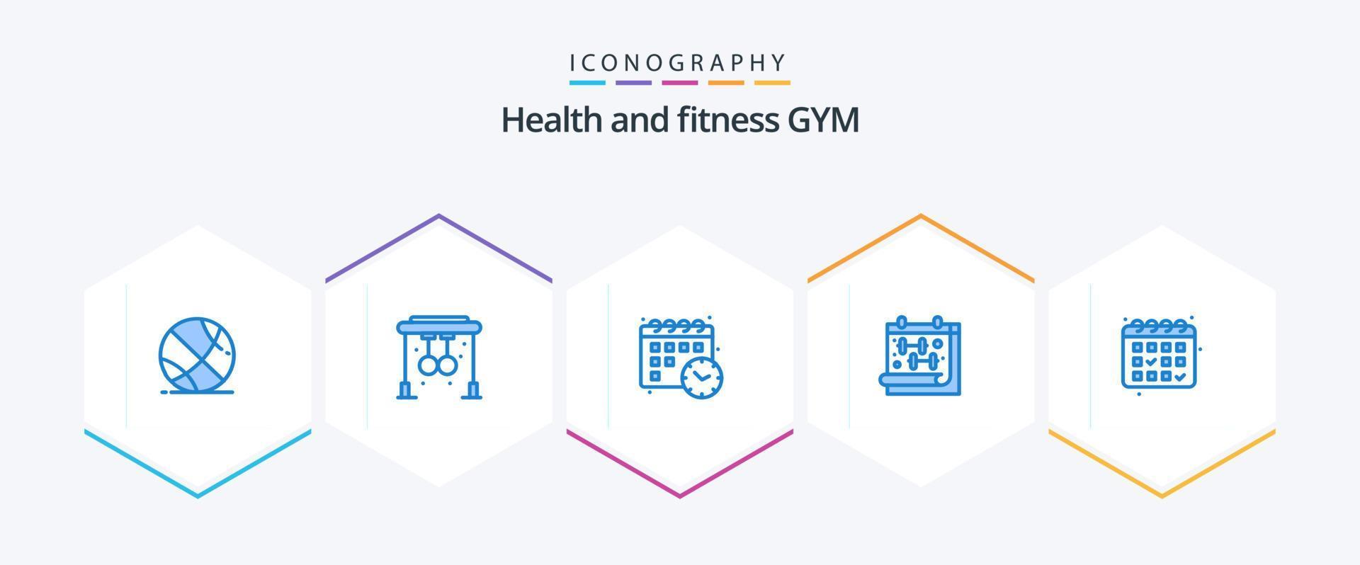 paquete de íconos azules de gimnasio 25 que incluye . calandrar. fecha. gimnasia. gimnasia vector