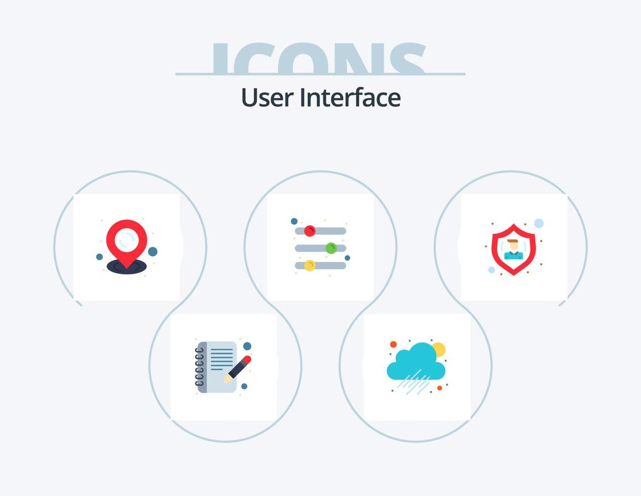 User Interface Flat Icon Pack 5 Icon Design. protect. action. streamline. preference vector
