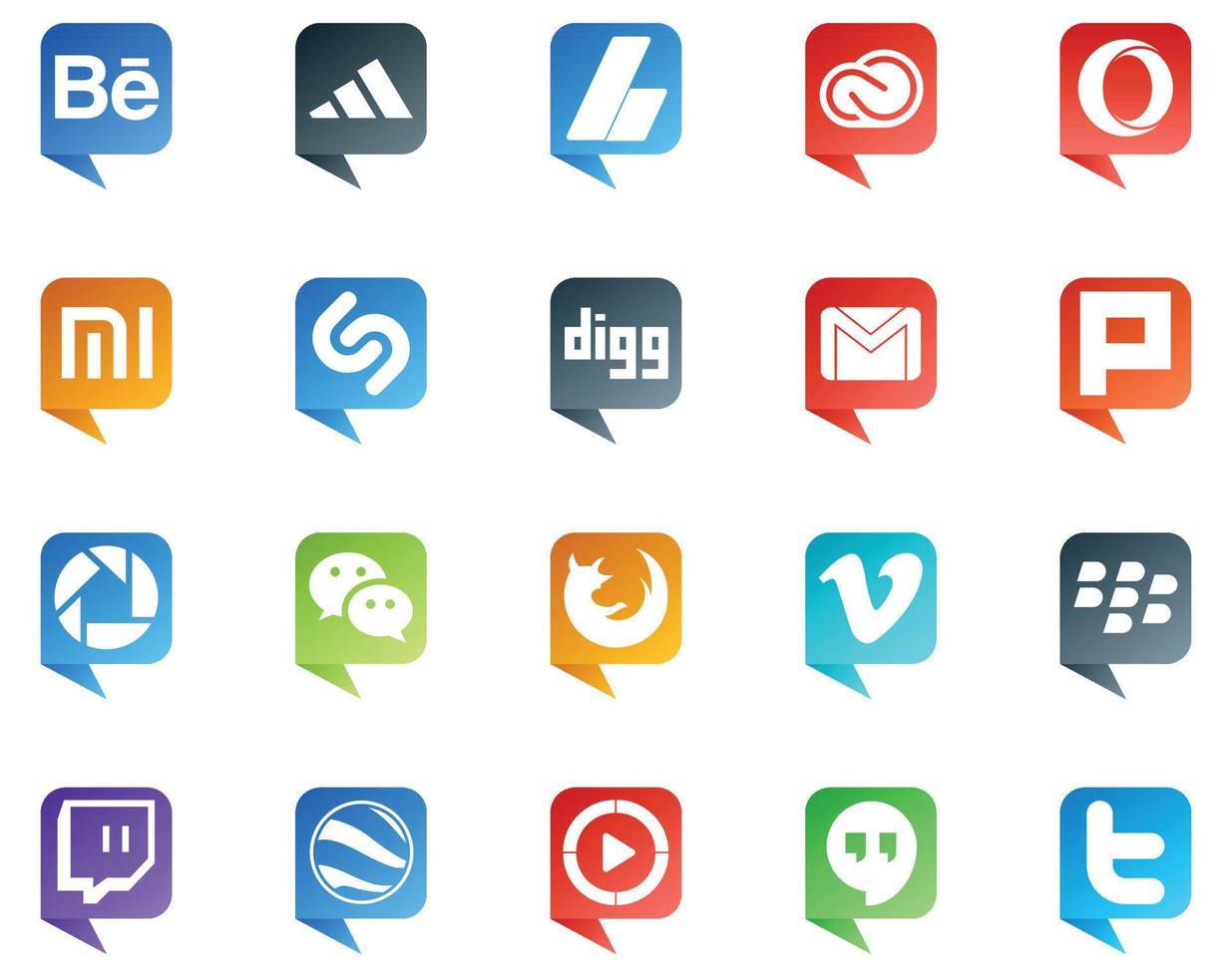 20 Social Media Speech Bubble Style Logo like messenger picasa xiaomi plurk email vector