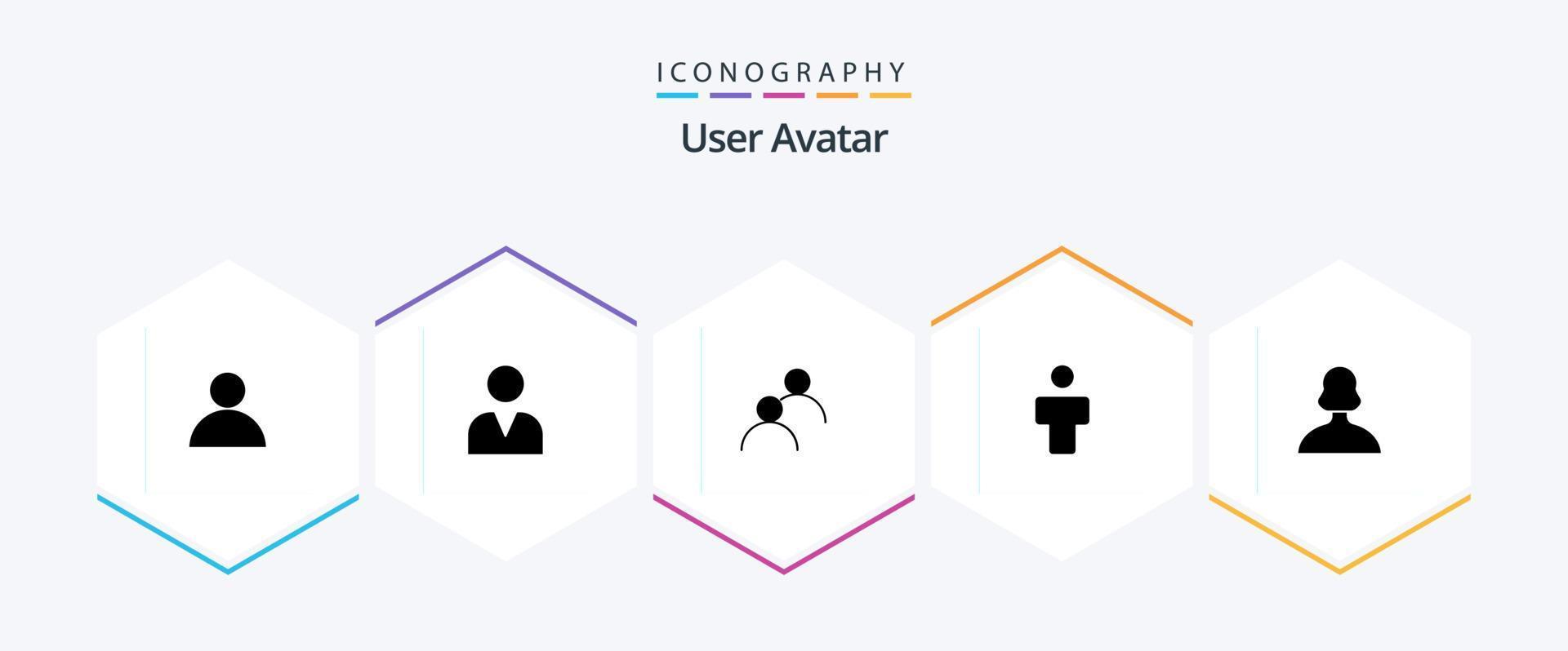 paquete de iconos de 25 glifos de usuario, incluida la persona. chica. avatar. avatar. gente vector