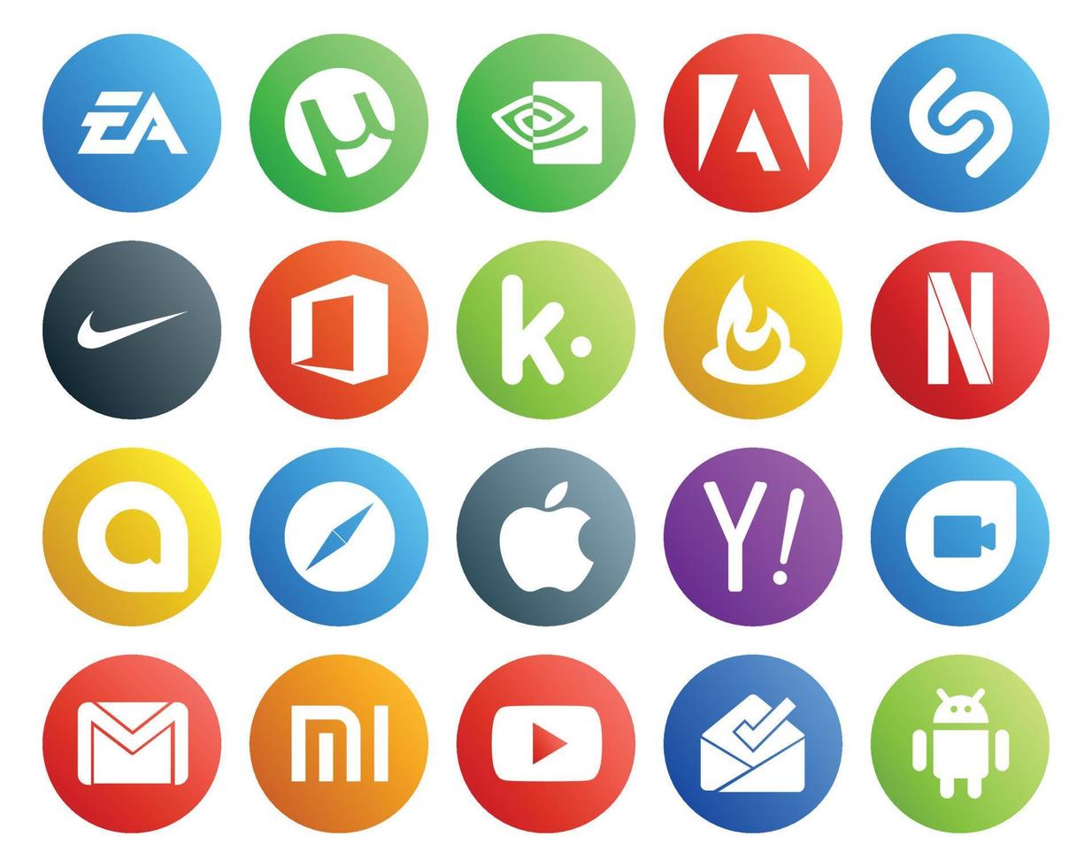 20 Social Media Icon Pack Including search apple office browser google allo vector