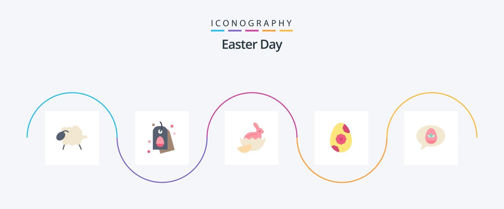 Easter Flat 5 Icon Pack Including easter. chat. robbit. flower. egg vector