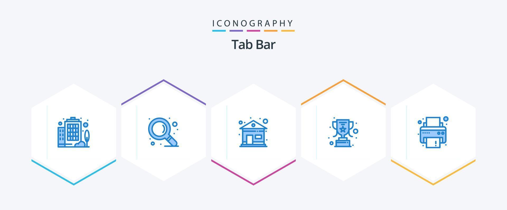 Tab Bar 25 Blue icon pack including . . house. printer. device vector