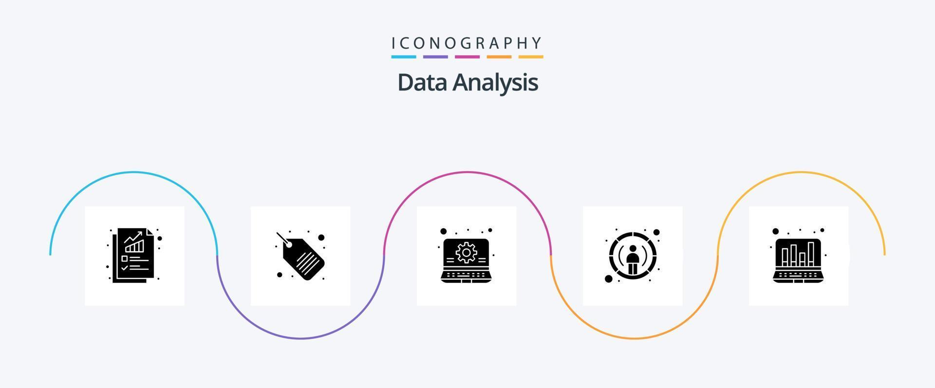 Data Analysis Glyph 5 Icon Pack Including online. user. business. focus. database vector