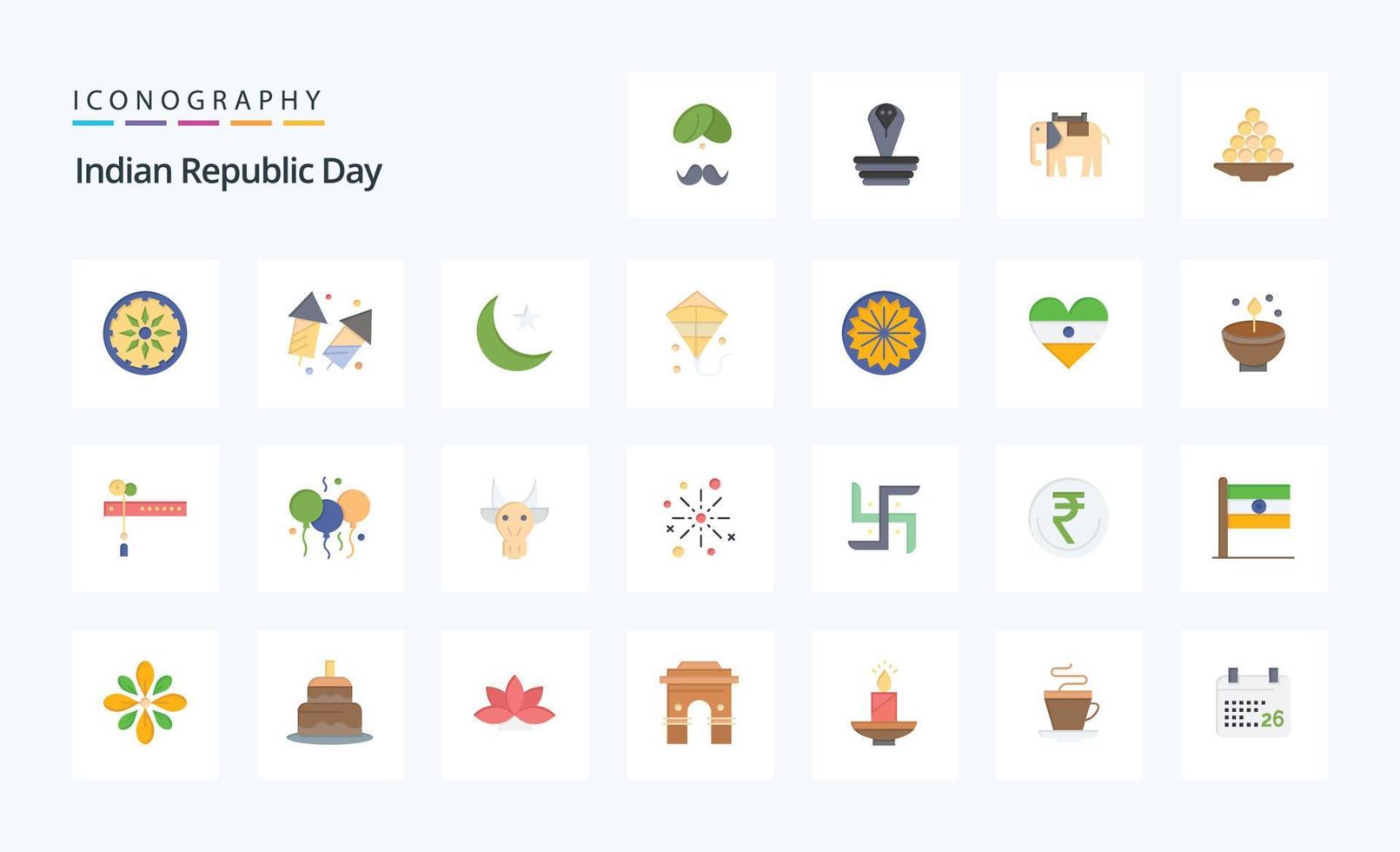 25 Indian Republic Day Flat color icon pack vector