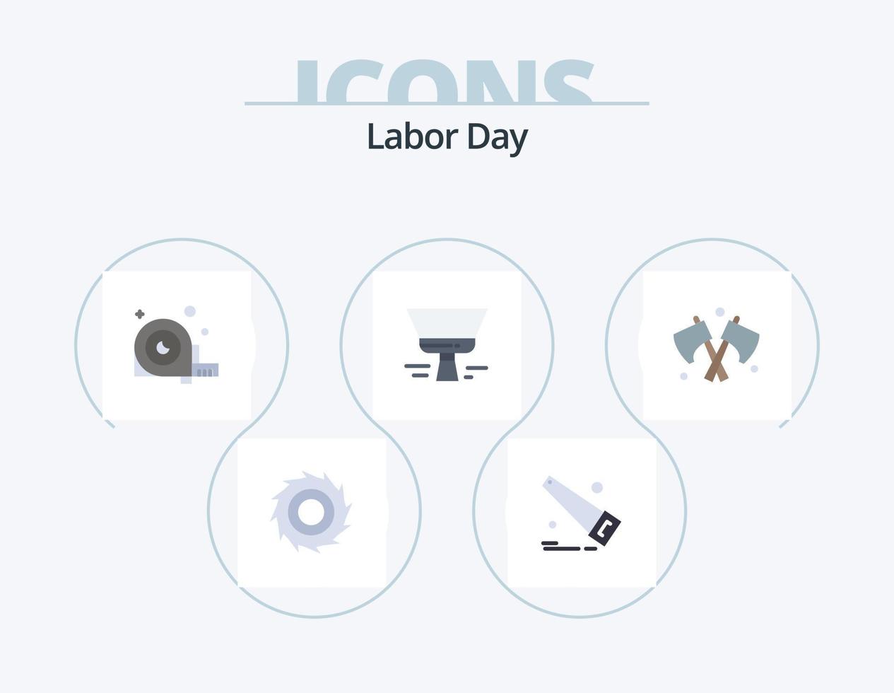 Labor Day Flat Icon Pack 5 Icon Design. weapon. axe. construction. tool. paint vector