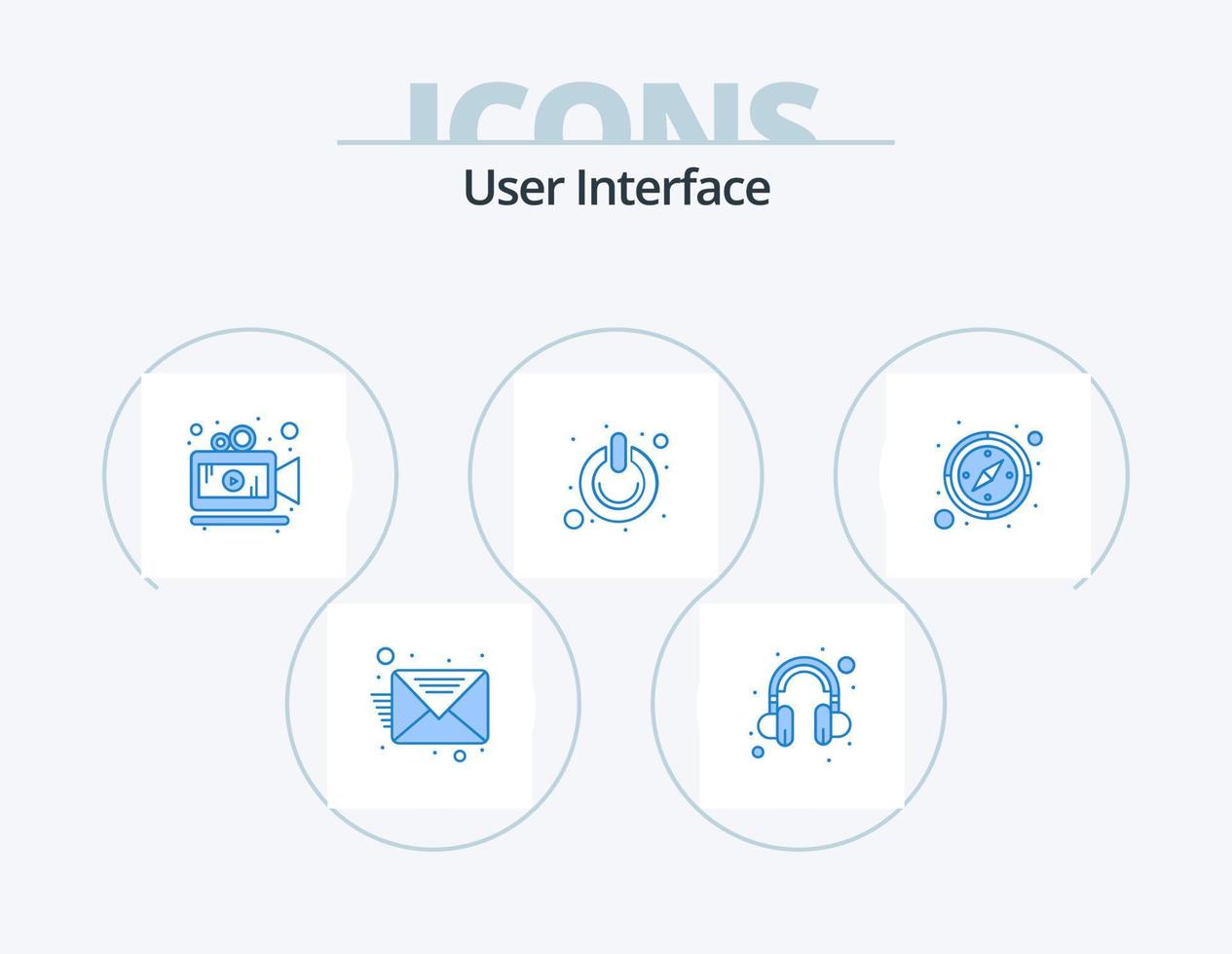 User Interface Blue Icon Pack 5 Icon Design. . direction. video. compass. power vector