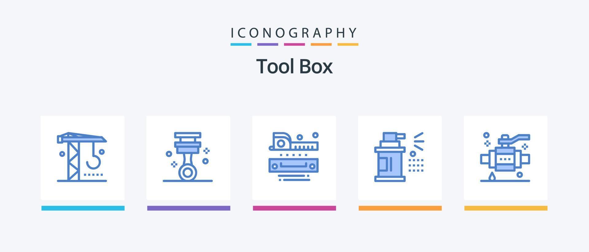 paquete de iconos de herramientas azul 5 que incluye construcción. herramientas. nivel. rociar. botella. diseño de iconos creativos vector