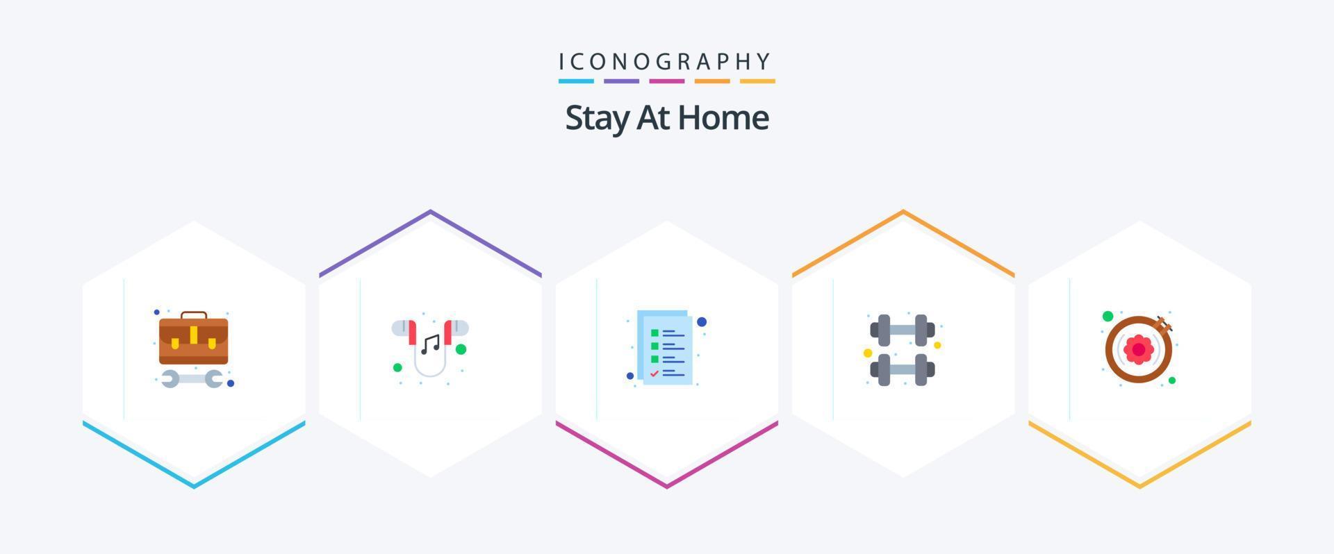 Stay At Home 25 Flat icon pack including leisure. routine gym. phone. quarantine. exercise vector