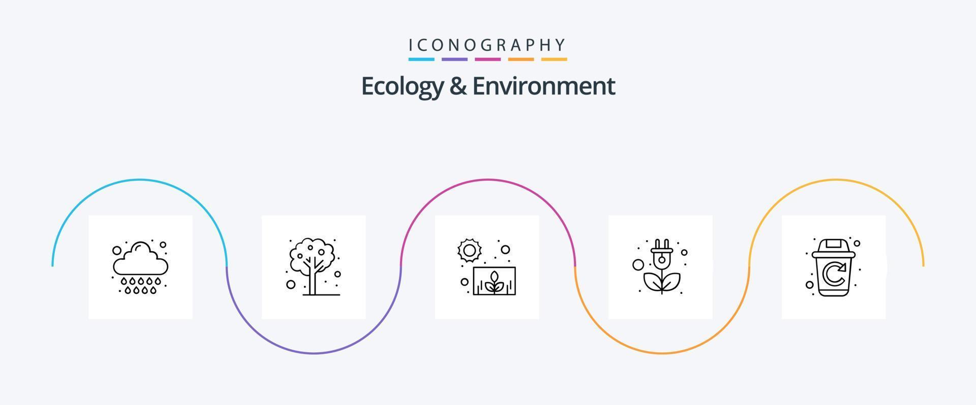 Ecology And Environment Line 5 Icon Pack Including recycle. power. plant. plug. energy vector