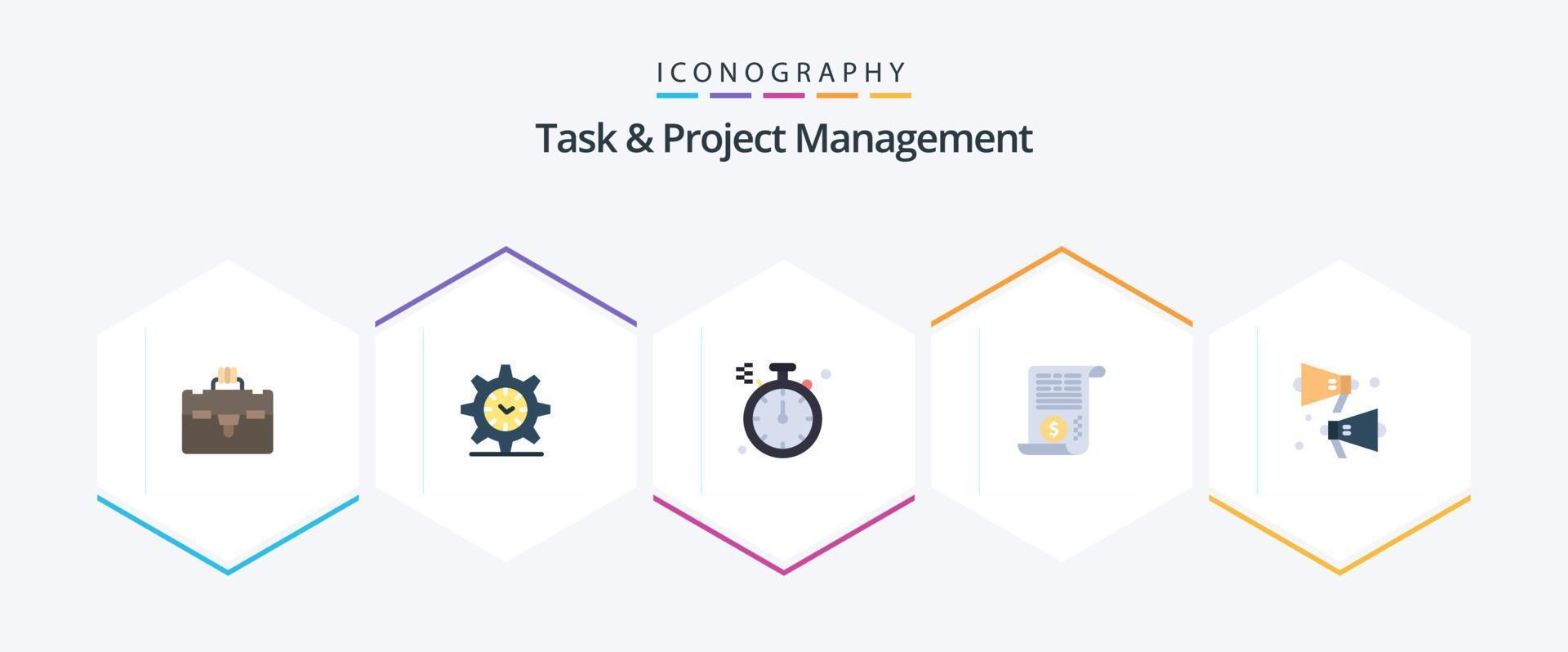 Task And Project Management 25 Flat icon pack including . sound. direction. loud. dollar vector