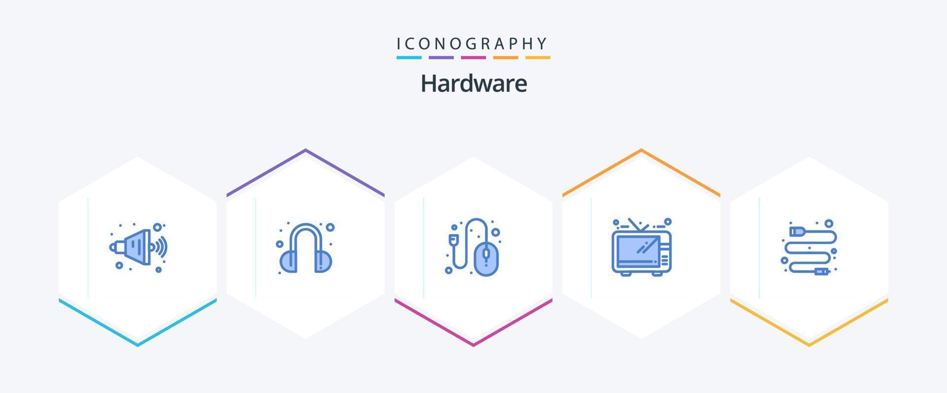 Hardware 25 Blue icon pack including . usb. mouse. data. tv vector
