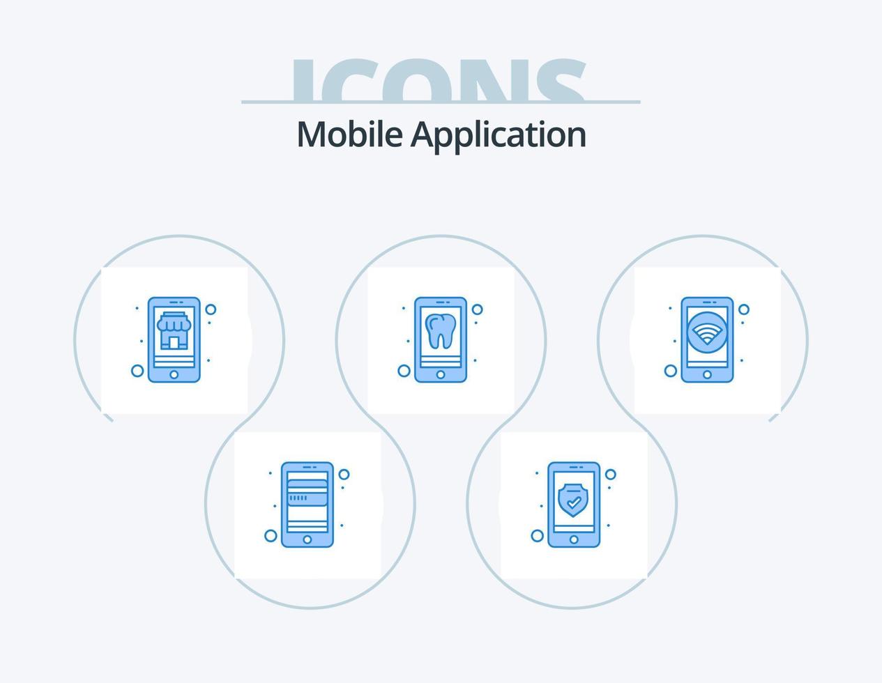 paquete de iconos azules de aplicaciones móviles 5 diseño de iconos. móvil. teléfono. comprar. iphone aplicación vector