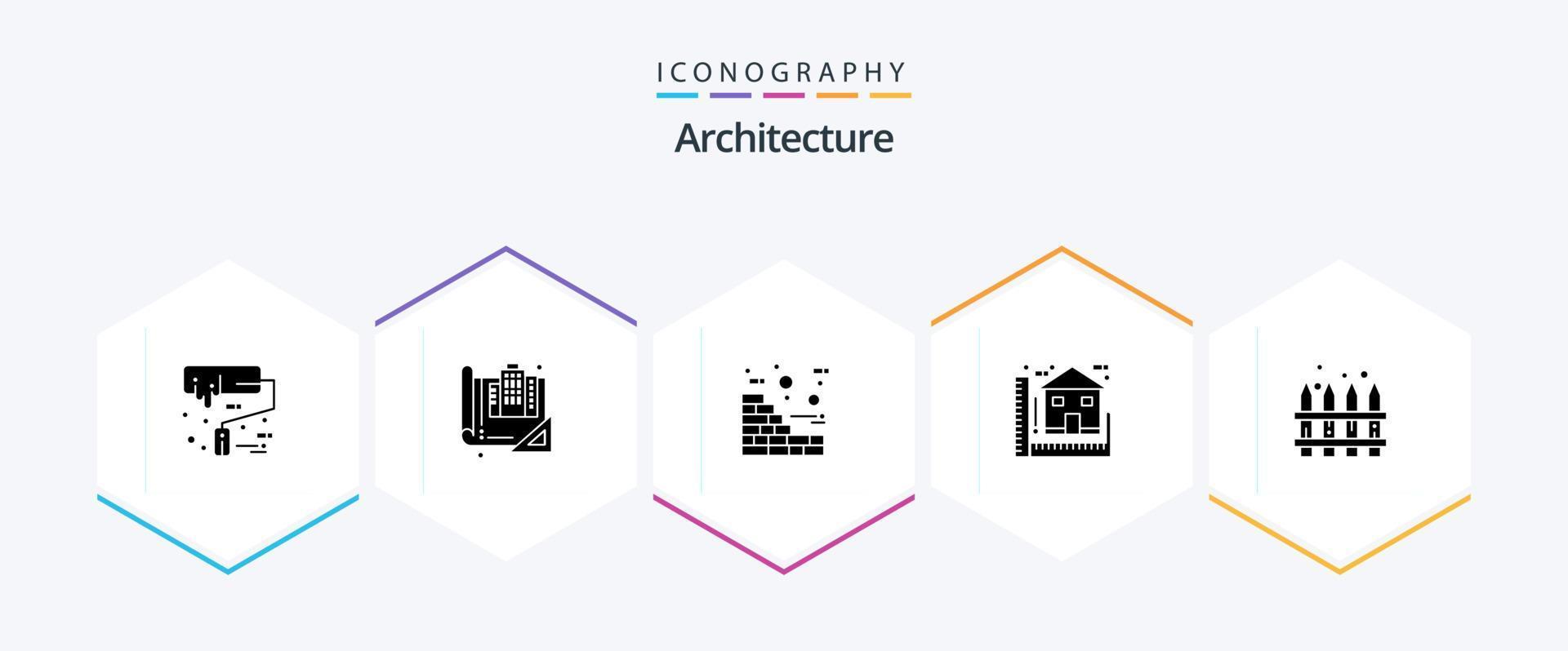 paquete de iconos de 25 glifos de arquitectura que incluye jardín. hogar. dibujo. construcción. azul vector