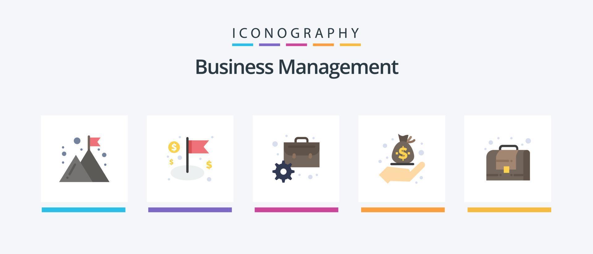 Business Management Flat 5 Icon Pack Including management. management. briefcase. hand. business. Creative Icons Design vector