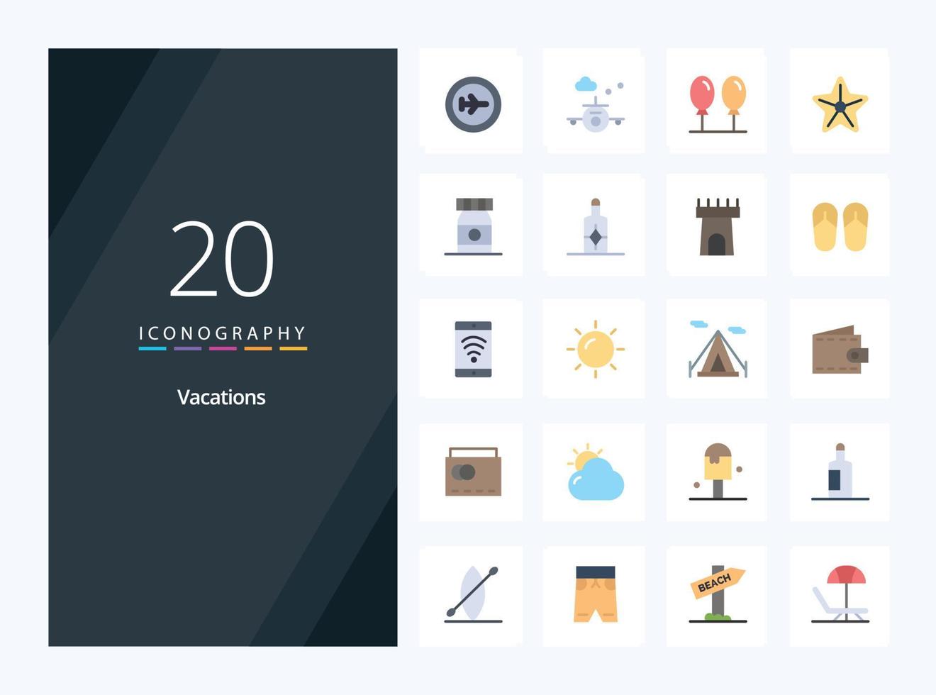 20 Vacations Flat Color icon for presentation vector