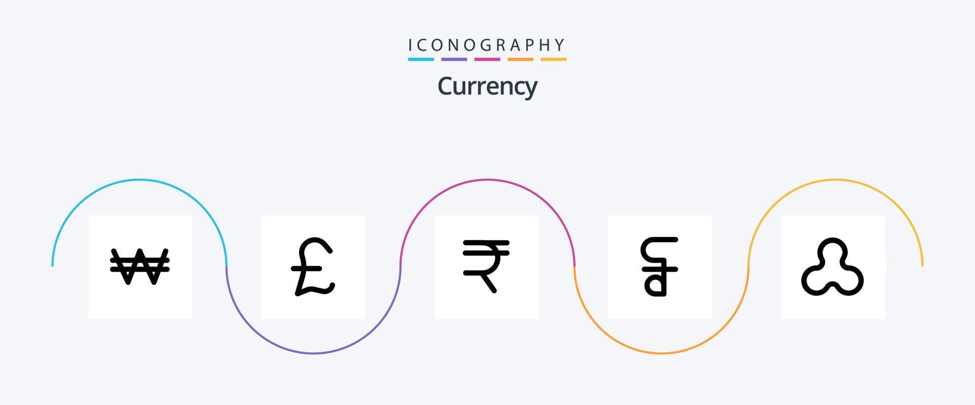 Currency Line Filled Flat 5 Icon Pack Including . cryptocurrency. finance. blockchain. cash vector