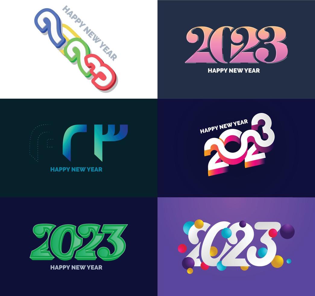 gran conjunto de 2023 feliz año nuevo diseño de texto de logotipo plantilla de diseño de número 2023 vector