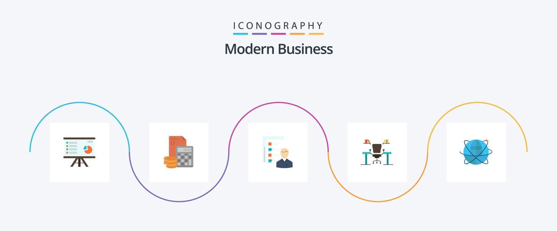 paquete de iconos de 5 planos de negocios modernos que incluye empleado. habilidades. acumulación. perfil. calculadora vector