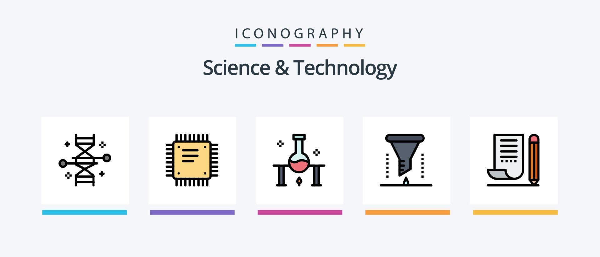 la línea de ciencia y tecnología llenó un paquete de 5 íconos que incluye el servicio en la nube. computación en la nube. ecografía laboratorio de ciencia. ciencia. diseño de iconos creativos vector