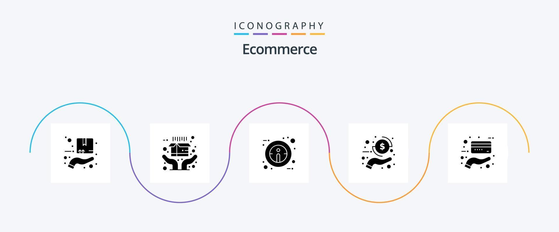 Ecommerce Glyph 5 Icon Pack Including . credit. information. card. money vector