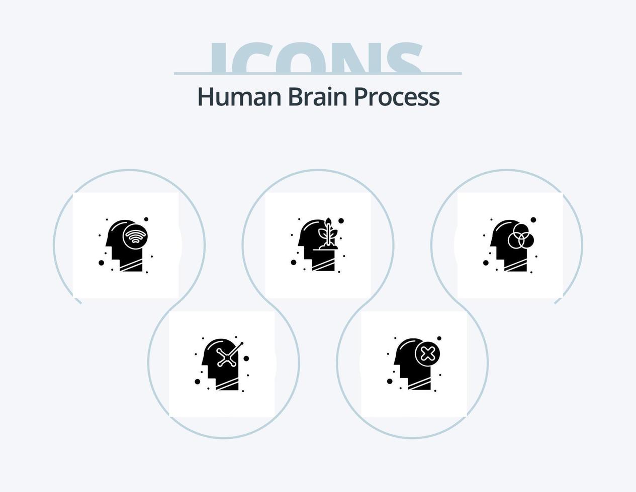 Human Brain Process Glyph Icon Pack 5 Icon Design. creativity. mind. mark. investment. wifi signal vector
