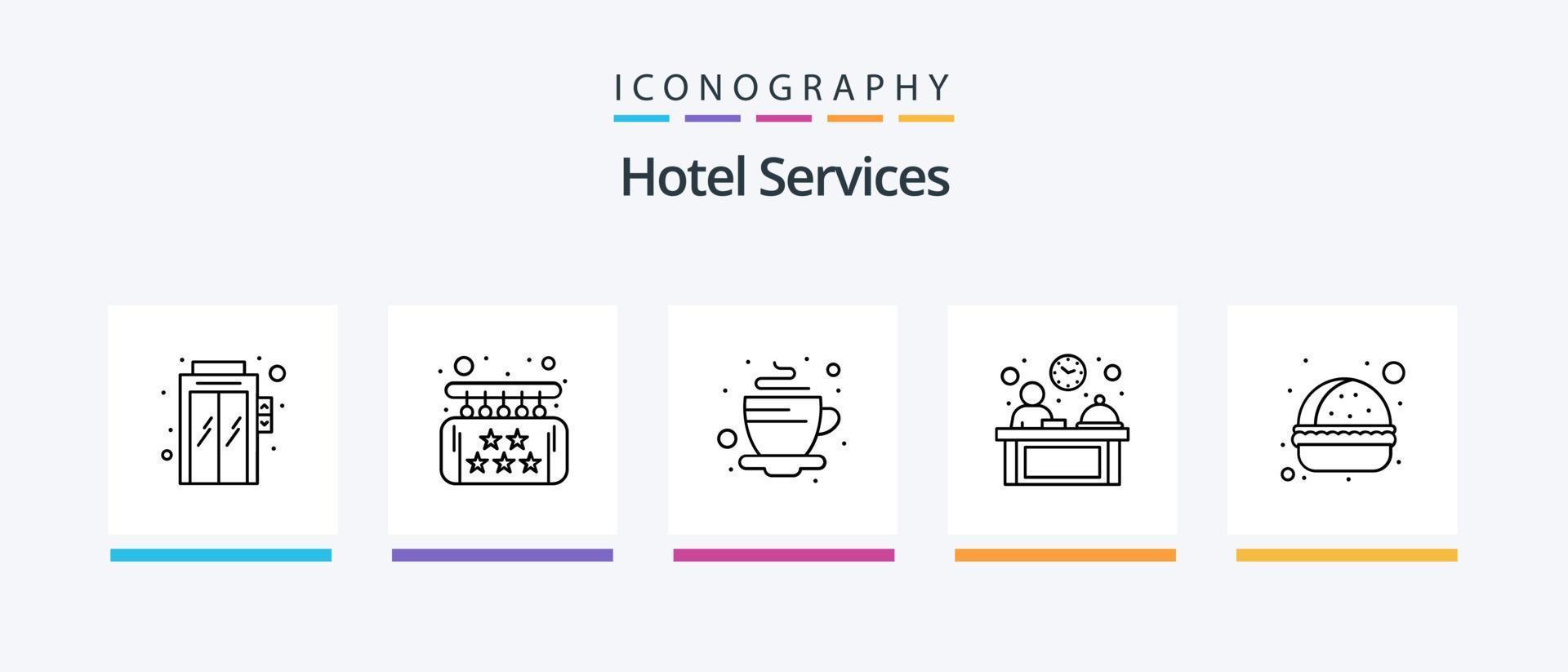 paquete de iconos de la línea 5 de servicios de hotel que incluye tv. comunicación. puerta. calzado zapatos. diseño de iconos creativos vector