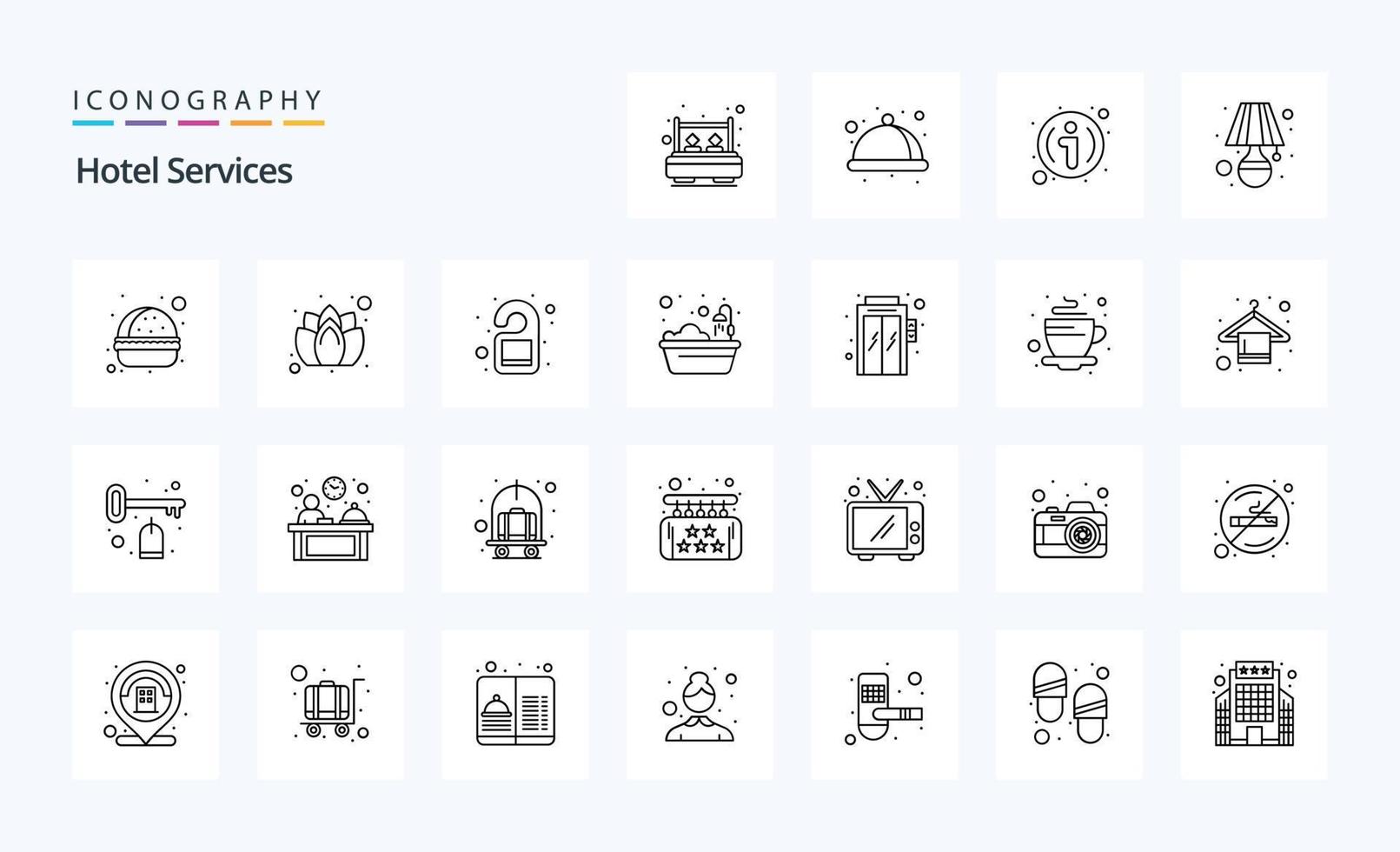 25 Hotel Services Line icon pack vector