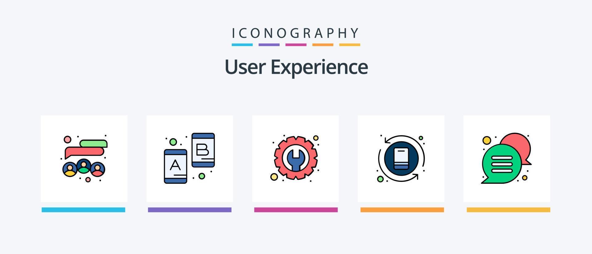 la línea de experiencia del usuario llenó el paquete de 5 iconos, incluida la bombilla. imán. acción. cliente. atraer. diseño de iconos creativos vector