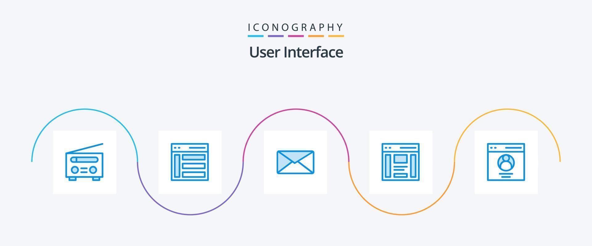 Paquete de 5 iconos azules de la interfaz de usuario, incluido el derecho. interfaz. barra lateral comunicación. usuario vector