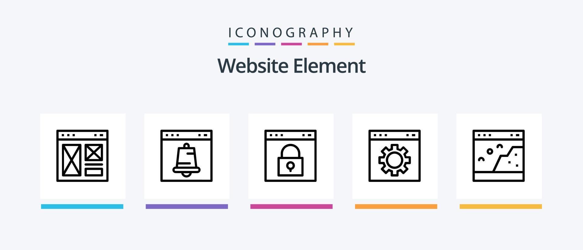 Website Element Line 5 Icon Pack Including page. browser. page. website. tool. Creative Icons Design vector