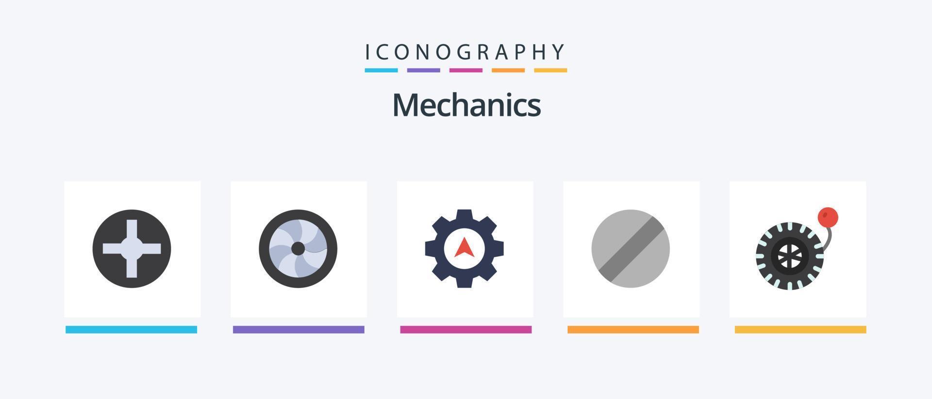 paquete de iconos de 5 planos de mecánica que incluye . cursor. rueda. presión. diseño de iconos creativos vector