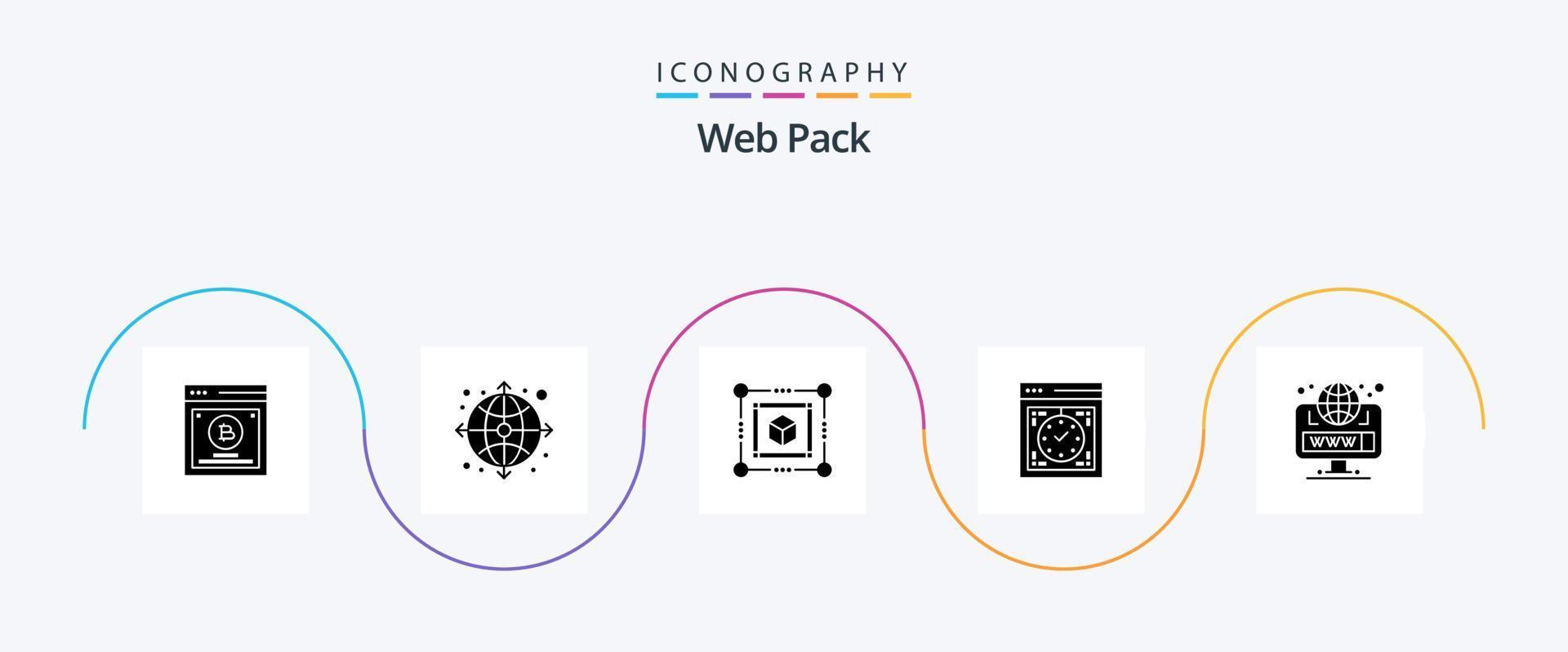 Web Pack Glyph 5 Icon Pack Including browser. watch. 3d. device. computer vector