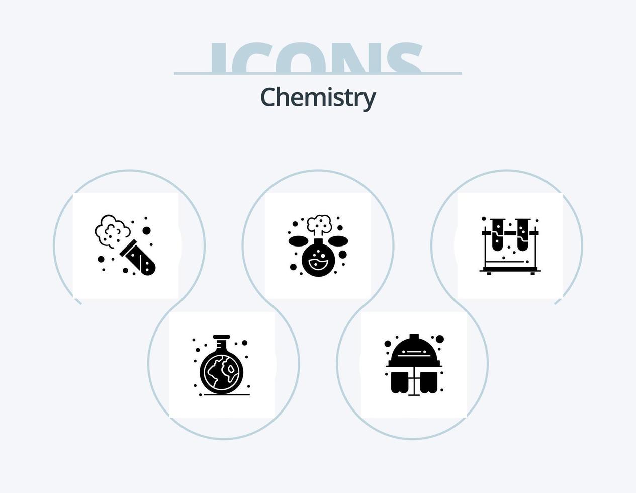 paquete de iconos de glifo de química 5 diseño de iconos. tubos experimento. química. química. experimento vector