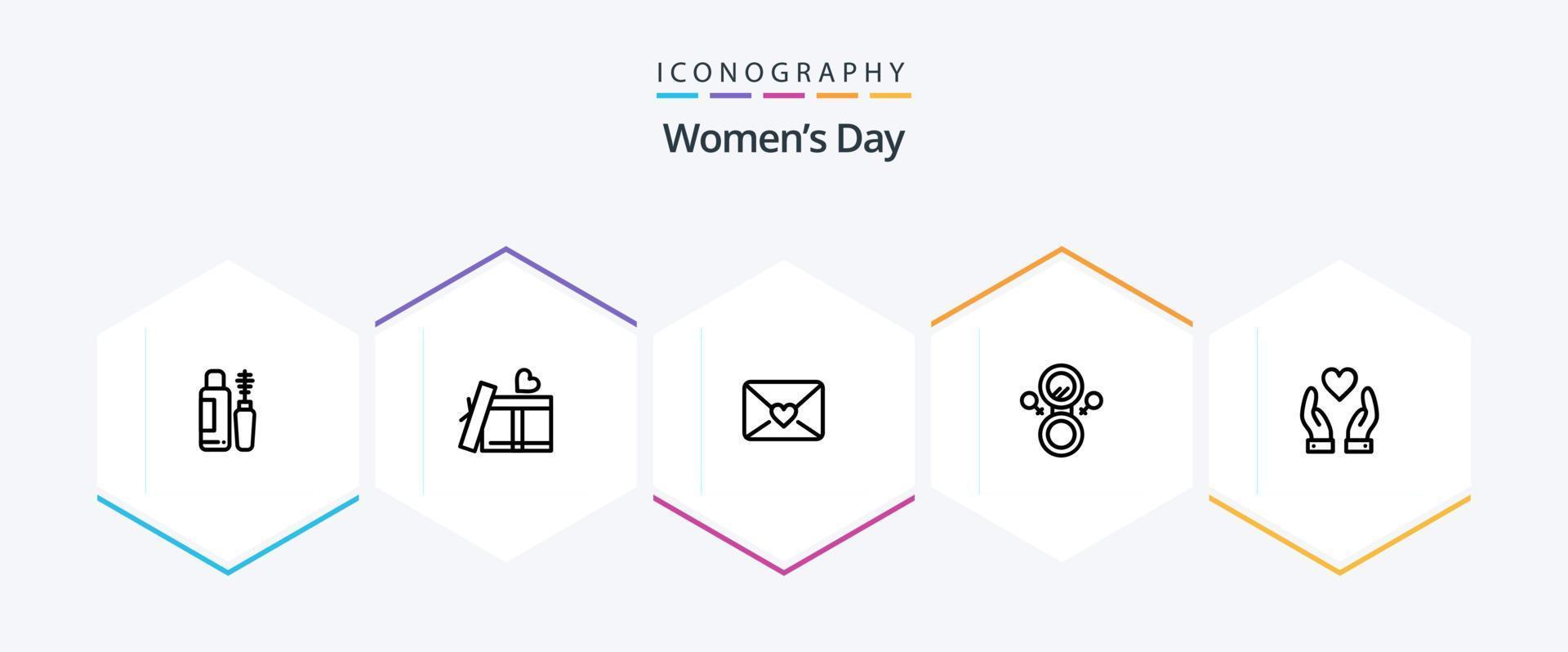 Womens Day 25 Line icon pack including womens. heart. heart. love. day vector