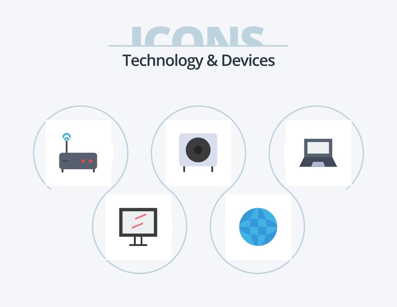 dispositivos flat icon pack 5 diseño de iconos. dispositivos. subwoofer centro. productos dispositivos vector