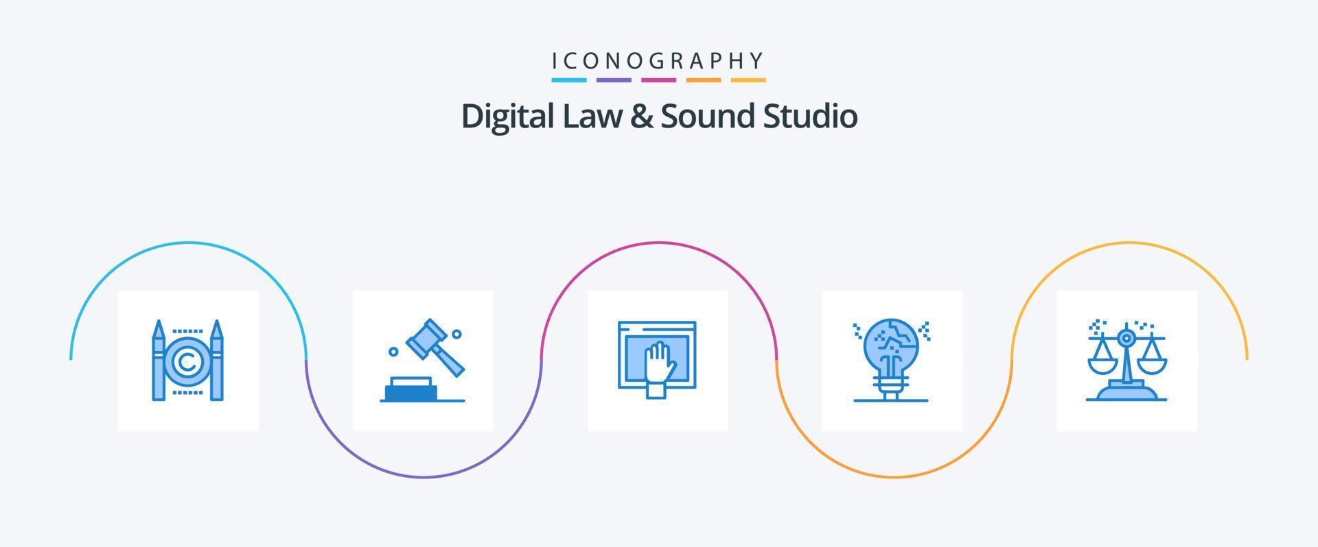 Digital Law And Sound Studio Blue 5 Icon Pack Including idea. fail. access. copycat. open vector
