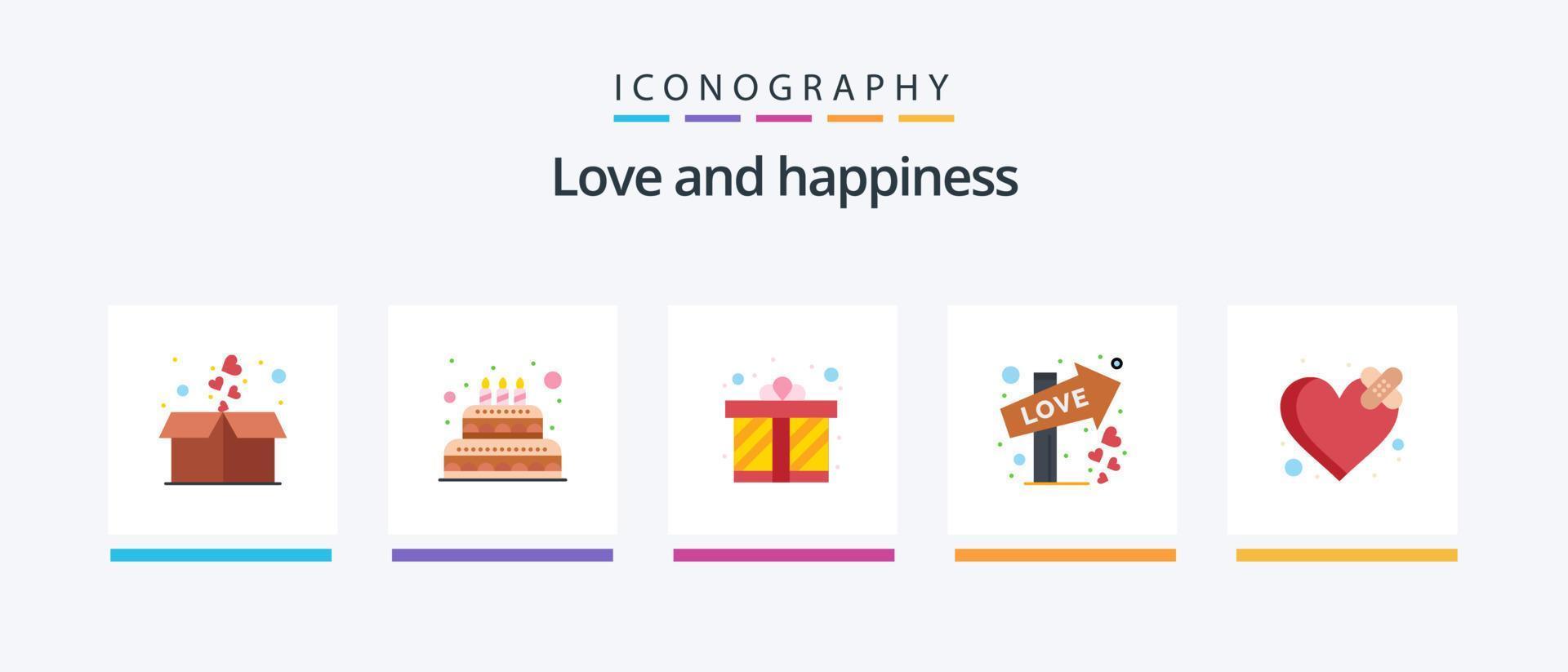 Love Flat 5 Icon Pack Including breakup. date. gift. sign. direction. Creative Icons Design vector